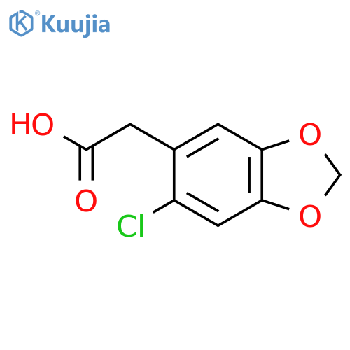2-(6-chloro-1,3-dioxaindan-5-yl)acetic acid structure