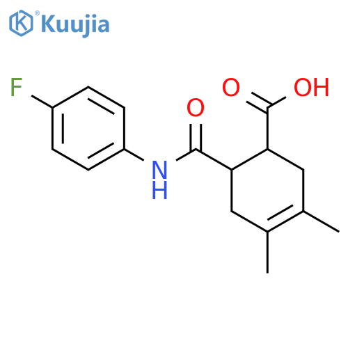 6-(4-Fluoro-phenylcarbamoyl)-3,4-dimethyl-cyclohex-3-enecarboxylic acid structure