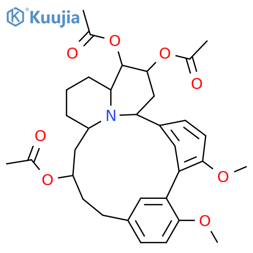 7,11:12,16-Dimetheno-2H-azacycloheptadecino[2,1,17-de]quinolizine-4,5,19-triol, 1,3,3a,4,5,6,6a,17,18,19,20,20a-dodecahydro-10,13-dimethoxy-, triacetate (ester), stereoisomer (9CI) structure