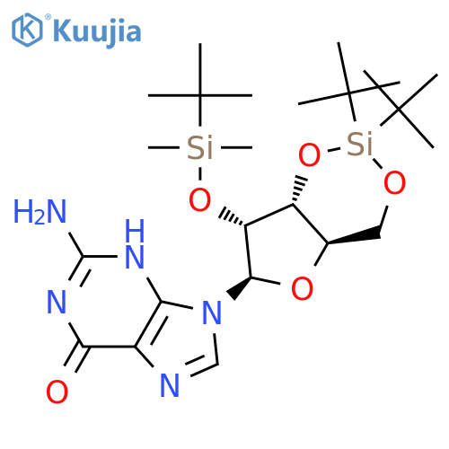 2'-O-(tert-Butyldimethylsilyl)-3',5'-O-(di-tert-butylsilanediyl)guanosine structure