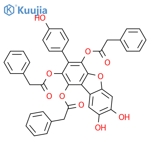 1,2,4,7,8-Pentahydroxy-3-(4-hydroxyphenyl)dibenzofuran; 1,2,4-Tris-O-(phenylacetyl) structure