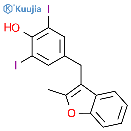 2,6-Diiodo-4-[(2-methyl-1-benzofuran-3-yl)methyl]phenol structure