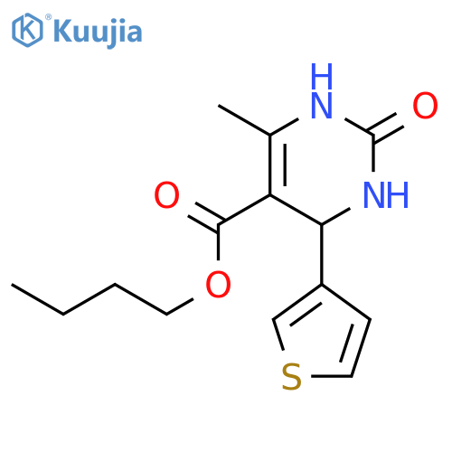 5-Pyrimidinecarboxylicacid, 1,2,3,4-tetrahydro-6-methyl-2-oxo-4-(3-thienyl)-, butyl ester structure