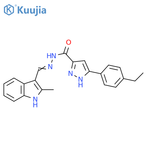 3-(4-ethylphenyl)-N'-(1E)-(2-methyl-1H-indol-3-yl)methylidene-1H-pyrazole-5-carbohydrazide structure