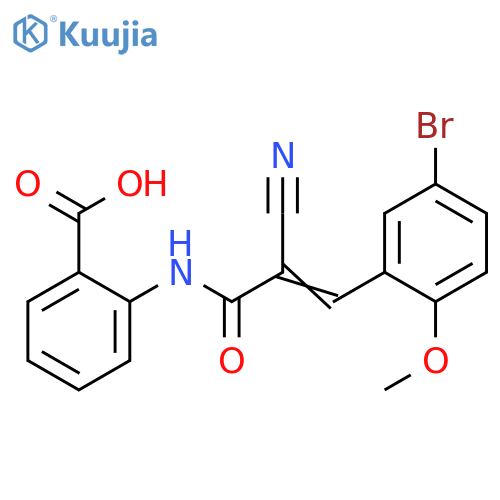 2-[[3-(5-Bromo-2-methoxyphenyl)-2-cyano-1-oxo-2-propen-1-yl]amino]benzoic acid structure
