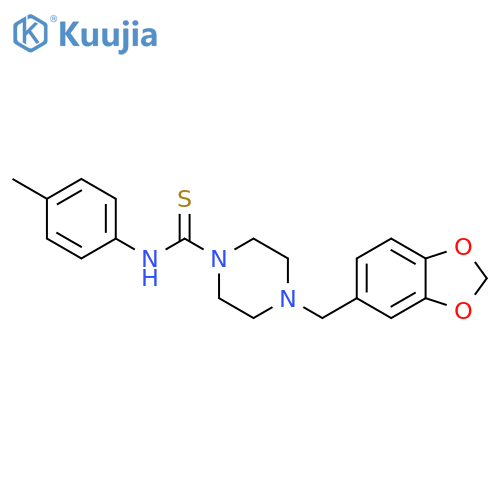 4-(2H-1,3-benzodioxol-5-yl)methyl-N-(4-methylphenyl)piperazine-1-carbothioamide structure