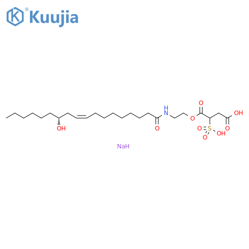 Butanedioic acid, 2-sulfo-, 1-[2-[[(9Z,12R)-12-hydroxy-1-oxo-9-octadecen-1-yl]amino]ethyl] ester, sodium salt (1:2) structure