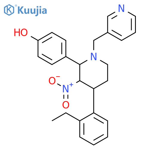 PHENOL, 4-[4-(2-ETHYLPHENYL)-3-NITRO-1-(3-PYRIDINYLMETHYL)-2-PIPERIDINYL]- structure