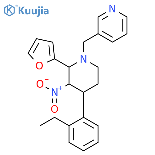 Pyridine, 3-[[4-(2-ethylphenyl)-2-(2-furanyl)-3-nitro-1-piperidinyl]methyl]- structure