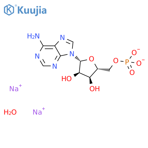 Sodium ((2R,3S,4R,5R)-5-(6-amino-9H-purin-9-yl)-3,4-dihydroxytetrahydrofuran-2-yl)methyl phosphate hydrate structure