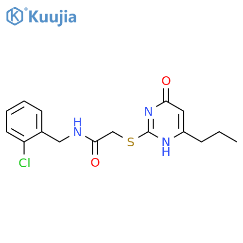 N-(2-chlorophenyl)methyl-2-(6-oxo-4-propyl-1,6-dihydropyrimidin-2-yl)sulfanylacetamide structure