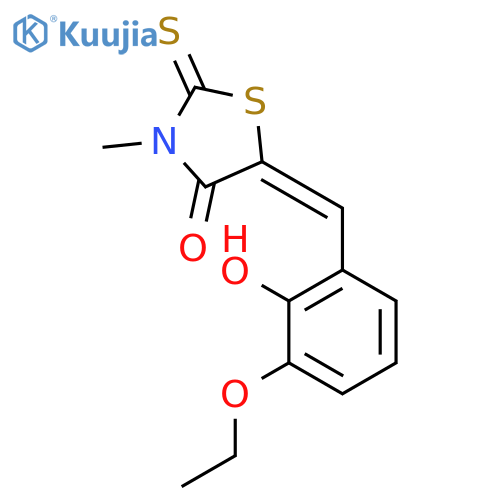 (5Z)-5-(3-Ethoxy-2-hydroxybenzylidene)-3-methyl-2-thioxo-1,3-thiazolidin-4-one structure