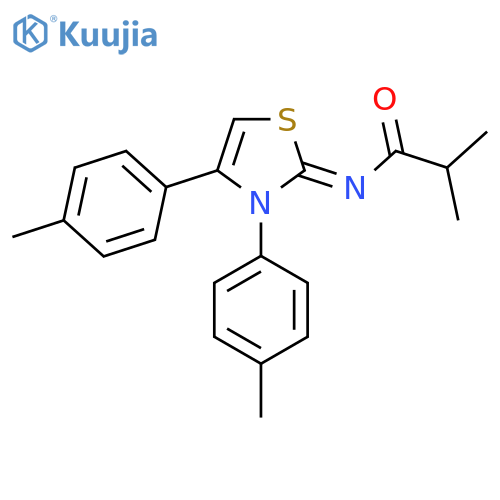 N-[(2Z)-3,4-bis(4-methylphenyl)-2,3-dihydro-1,3-thiazol-2-ylidene]-2-methylpropanamide structure