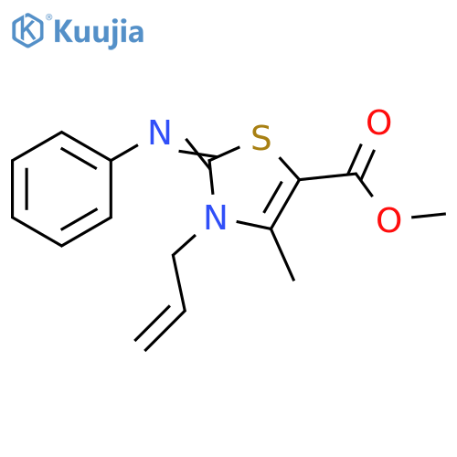 methyl (2E)-4-methyl-2-(phenylimino)-3-(prop-2-en-1-yl)-2,3-dihydro-1,3-thiazole-5-carboxylate structure
