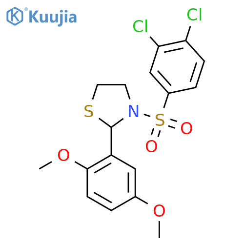 3-(3,4-dichlorobenzenesulfonyl)-2-(2,5-dimethoxyphenyl)-1,3-thiazolidine structure
