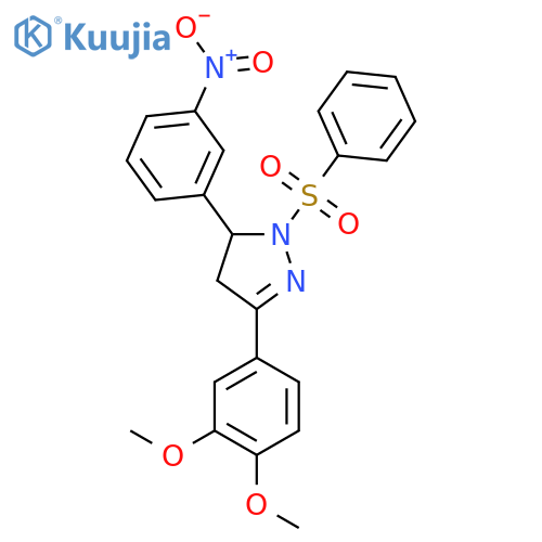 1-(benzenesulfonyl)-3-(3,4-dimethoxyphenyl)-5-(3-nitrophenyl)-4,5-dihydro-1H-pyrazole structure