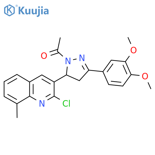 1-5-(2-chloro-8-methylquinolin-3-yl)-3-(3,4-dimethoxyphenyl)-4,5-dihydro-1H-pyrazol-1-ylethan-1-one structure