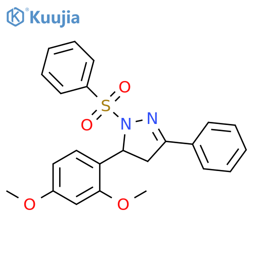 1-(benzenesulfonyl)-5-(2,4-dimethoxyphenyl)-3-phenyl-4,5-dihydro-1H-pyrazole structure