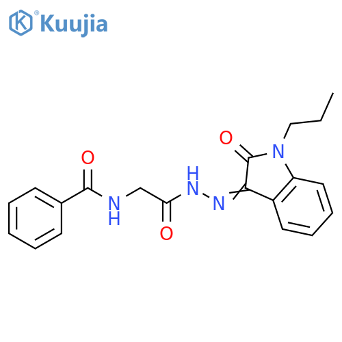 N-({N'-(3Z)-2-oxo-1-propyl-2,3-dihydro-1H-indol-3-ylidenehydrazinecarbonyl}methyl)benzamide structure