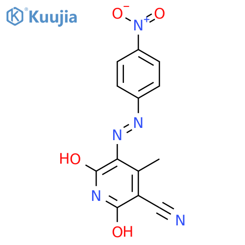 3-Pyridinecarbonitrile, 1,6-dihydro-2-hydroxy-4-methyl-5-[2-(4-nitrophenyl)diazenyl]-6-oxo- structure
