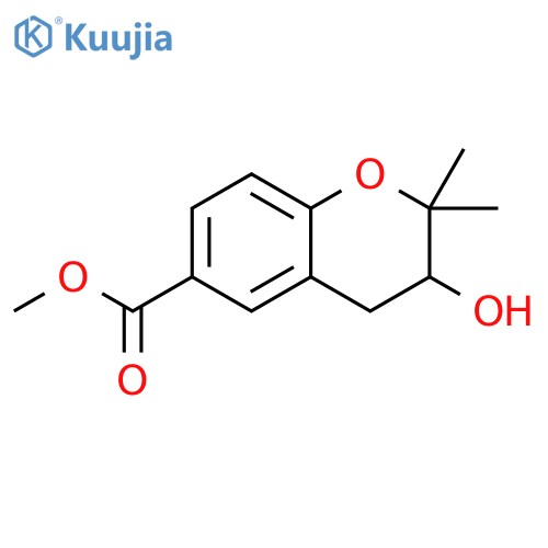 2H-1-Benzopyran-6-carboxylic acid, 3,4-dihydro-3-hydroxy-2,2-dimethyl-, methyl ester structure