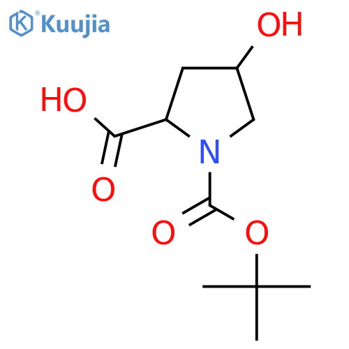 1-[(tert-butoxy)carbonyl]-4-hydroxypyrrolidine-2-carboxylic acid structure
