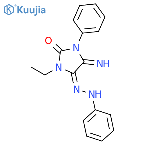 2,4-IMIDAZOLIDINEDIONE, 3-ETHYL-5-IMINO-1-PHENYL-, 4-(PHENYLHYDRAZONE) structure