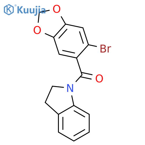 Methanone,(6-bromo-1,3-benzodioxol-5-yl)(2,3-dihydro-1H-indol-1-yl)- structure