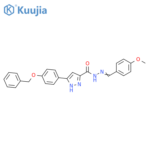 3-4-(benzyloxy)phenyl-N'-(1E)-(4-methoxyphenyl)methylidene-1H-pyrazole-5-carbohydrazide structure