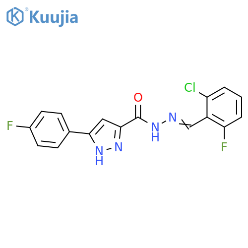 N'-(1Z)-(2-chloro-6-fluorophenyl)methylidene-3-(4-fluorophenyl)-1H-pyrazole-5-carbohydrazide structure