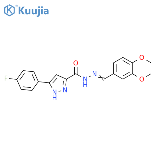 N'-(1E)-(3,4-dimethoxyphenyl)methylidene-3-(4-fluorophenyl)-1H-pyrazole-5-carbohydrazide structure
