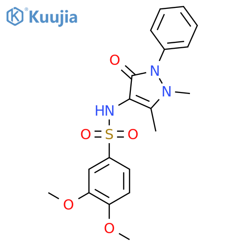 N-(1,5-dimethyl-3-oxo-2-phenyl-2,3-dihydro-1H-pyrazol-4-yl)-3,4-dimethoxybenzene-1-sulfonamide structure