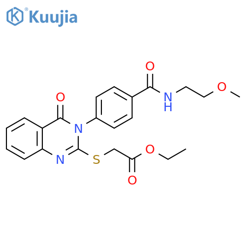 ethyl 2-[(3-{4-[(2-methoxyethyl)carbamoyl]phenyl}-4-oxo-3,4-dihydroquinazolin-2-yl)sulfanyl]acetate structure