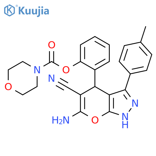 2-6-amino-5-cyano-3-(4-methylphenyl)-1H,4H-pyrano2,3-cpyrazol-4-ylphenyl morpholine-4-carboxylate structure