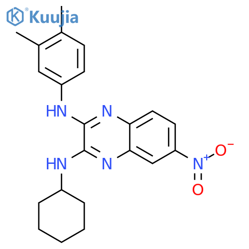2,3-Quinoxalinediamine, N3-cyclohexyl-N2-(3,4-dimethylphenyl)-6-nitro- structure