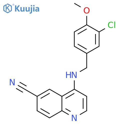 6-Quinolinecarbonitrile, 4-[[(3-chloro-4-methoxyphenyl)methyl]amino]- structure