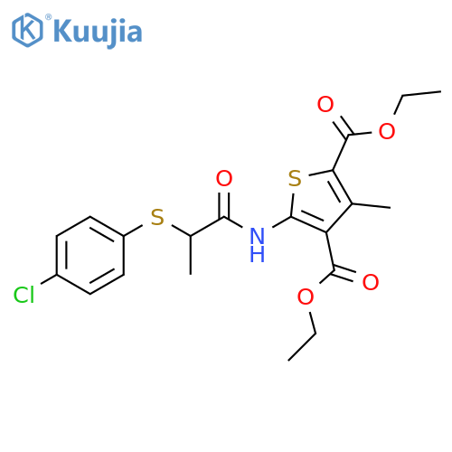 2,4-diethyl 5-{2-(4-chlorophenyl)sulfanylpropanamido}-3-methylthiophene-2,4-dicarboxylate structure