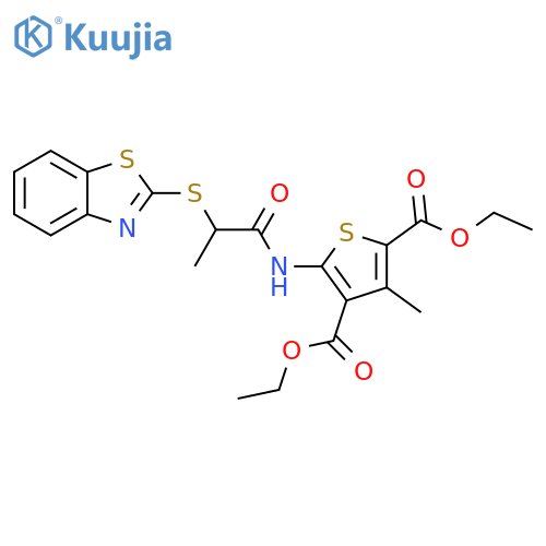 2,4-diethyl 5-2-(1,3-benzothiazol-2-ylsulfanyl)propanamido-3-methylthiophene-2,4-dicarboxylate structure