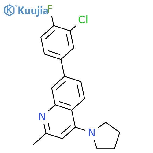 Quinoline, 7-(3-chloro-4-fluorophenyl)-2-methyl-4-(1-pyrrolidinyl)- structure