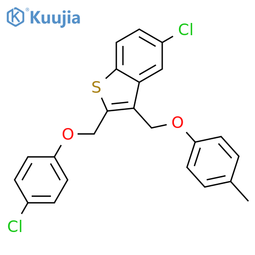 5-chloro-2-[(4-chlorophenoxy)methyl]-3-[(4-methylphenoxy)methyl]-1-benzothiophene structure