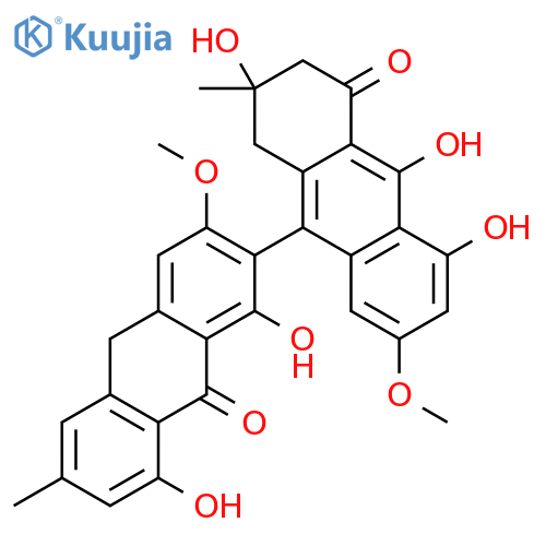 [2,9'-Bianthracene]-4',9(1'H,10H)-dione,2',3'-dihydro-1,2',5',8,10'-pentahydroxy-3,7'-dimethoxy-2',6-dimethyl- (9CI) structure
