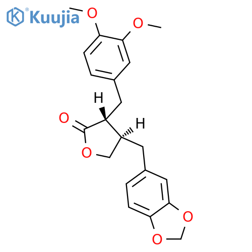 2(3H)-Furanone,4-(1,3-benzodioxol-5-ylmethyl)-3-[(3,4-dimethoxyphenyl)methyl]dihydro-,(3R,4R)- structure