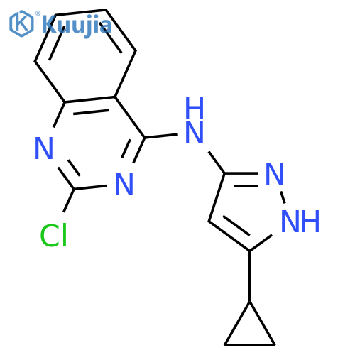 (2-chloro-quinazolin-4-yl)-(5-cyclopropyl-2H-pyrazol-3-yl)-amine structure