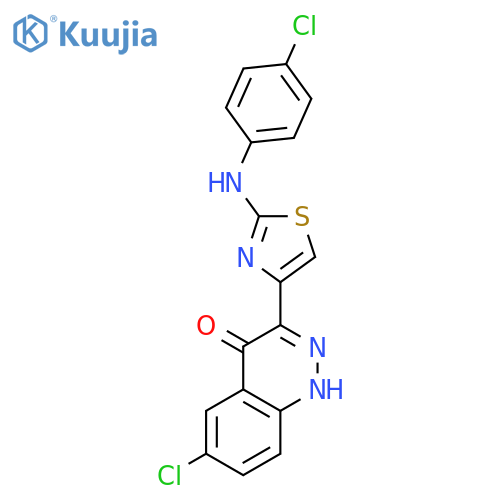 4(1H)-CINNOLINONE, 6-CHLORO-3-[2-[(4-CHLOROPHENYL)AMINO]-4-THIAZOLYL]- structure