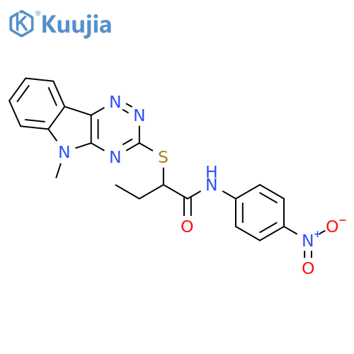 <br>2-[(5-methyl-5H-[1,2,4]triazino[5,6-b]indol-3-yl)sulfanyl]-N-(4-nitrophenyl )butanamide structure