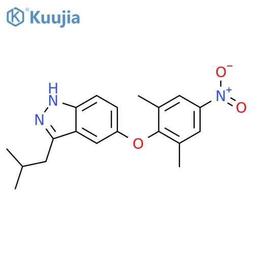 1H-INDAZOLE, 5-(2,6-DIMETHYL-4-NITROPHENOXY)-3-(2-METHYLPROPYL)- structure
