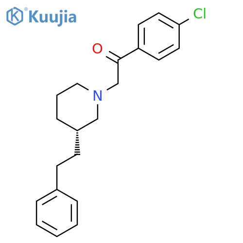 Ethanone, 1-(4-chlorophenyl)-2-[(3R)-3-(2-phenylethyl)-1-piperidinyl]- structure