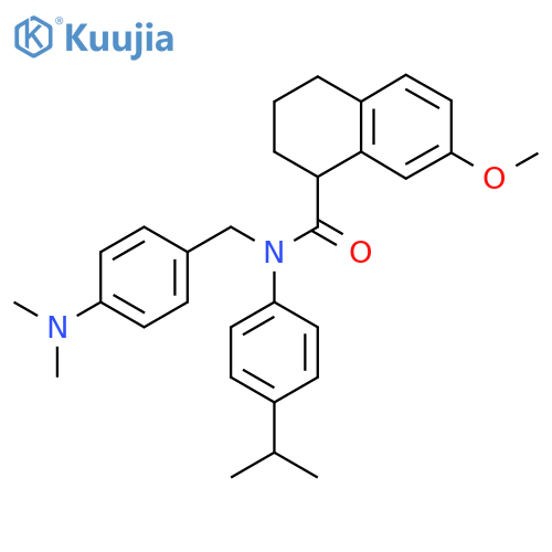 N-[[4-(dimethylamino)phenyl]methyl]-7-methoxy-N-(4-propan-2-ylphenyl)-1,2,3,4-tetrahydronaphthalene-1-carboxamide structure