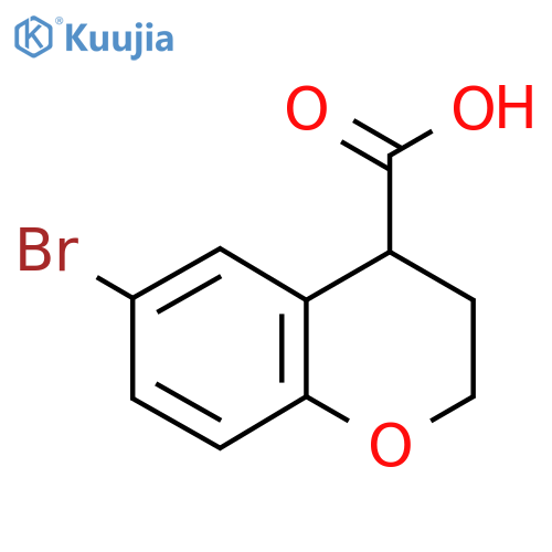 6-bromo-3,4-dihydro-2H-1-benzopyran-4-carboxylic acid structure