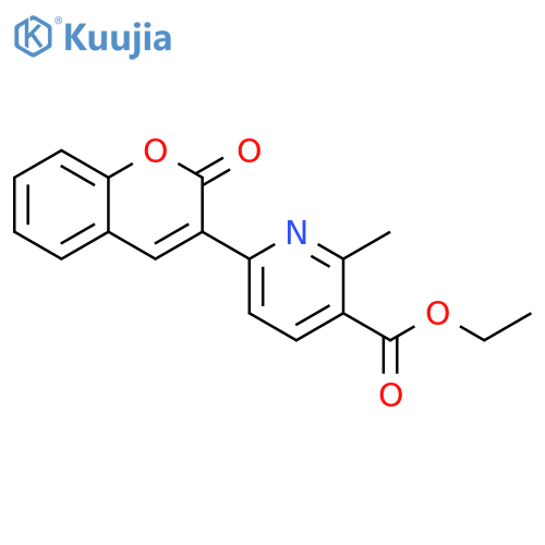 3-Pyridinecarboxylic acid, 2-methyl-6-(2-oxo-2H-1-benzopyran-3-yl)-, ethyl ester structure